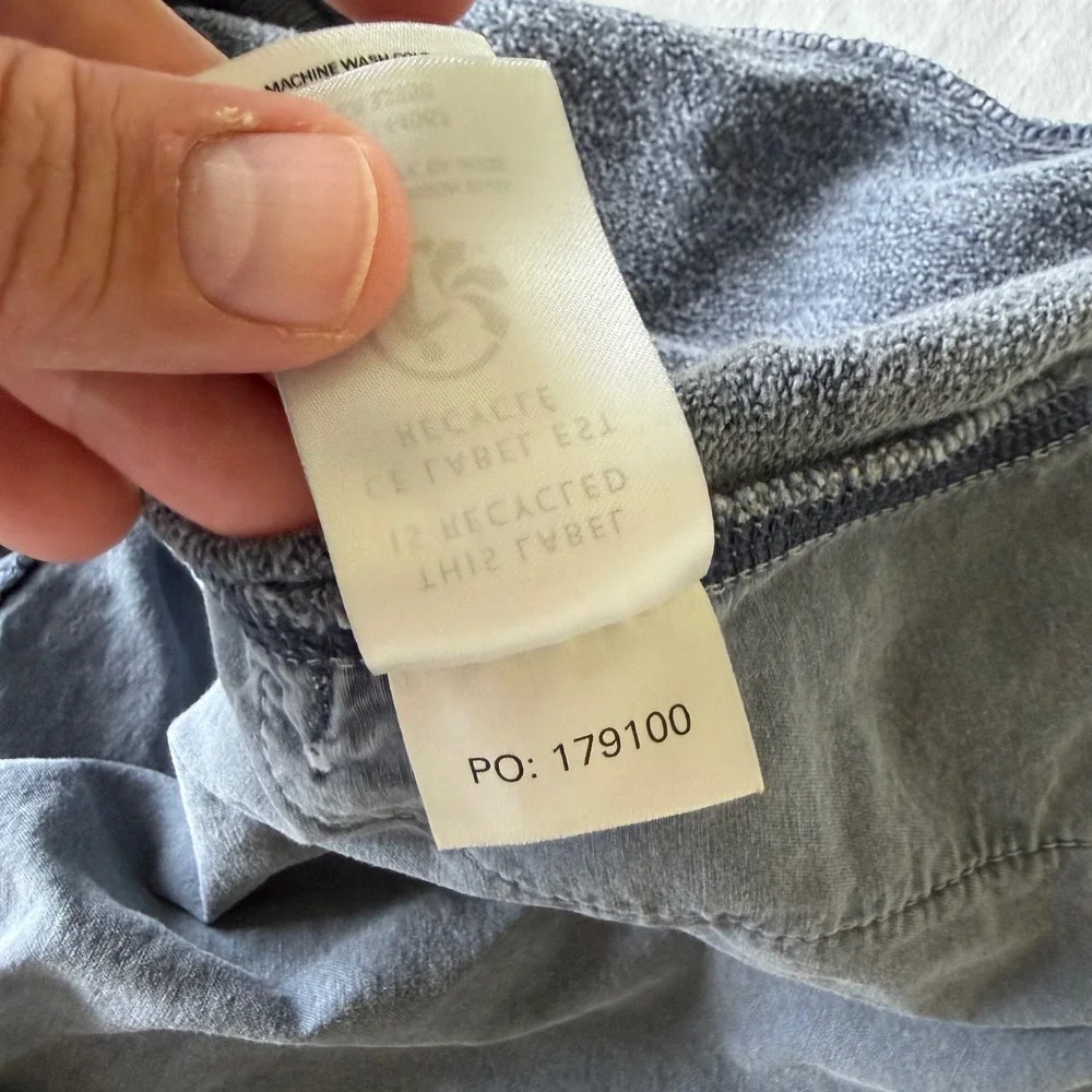 Outerknown Blue French Terry Sweatpants Drawstring Joggers Size Large